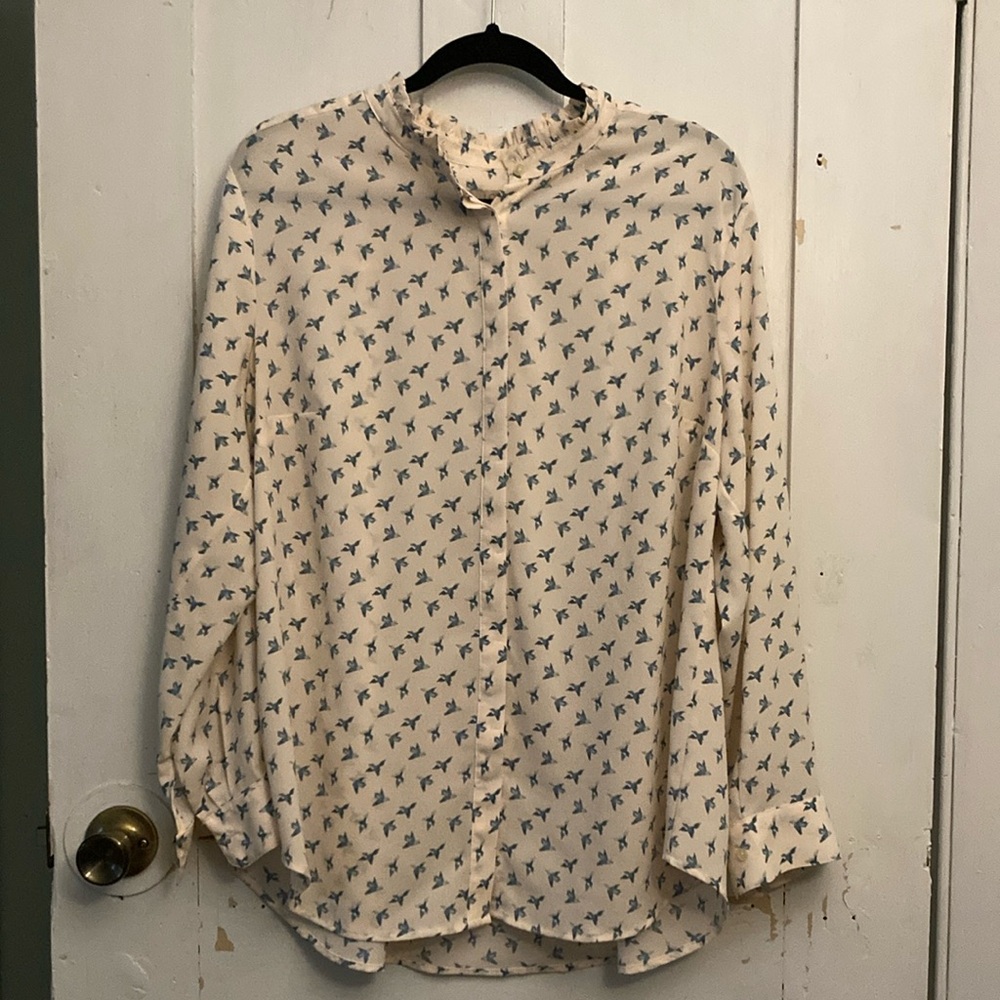 LOFT Blouse with Bird Pattern